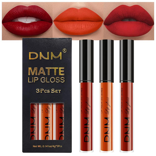 evpct 3Pcs Dark Orange Ruby Red Matte Liquid Lipstick Lip Stain Sets for Women, Matte Lipstick Long Lasting Waterproof Permanent 24 Hours original, Magic Lip Sticks Pack for Halloween Daily Makeup