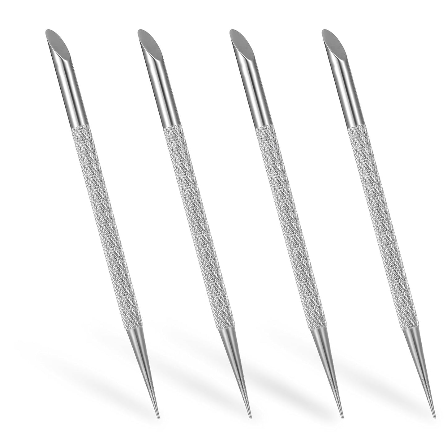 4 pcs Stainless Steel Cuticle Pusher,Cuticle Remover Tool,Nail Cleaning Cuticles Stick,Metal Nail Cuticles Pusher Nails Polish Remover Tool for Professional Manicure Pedicure