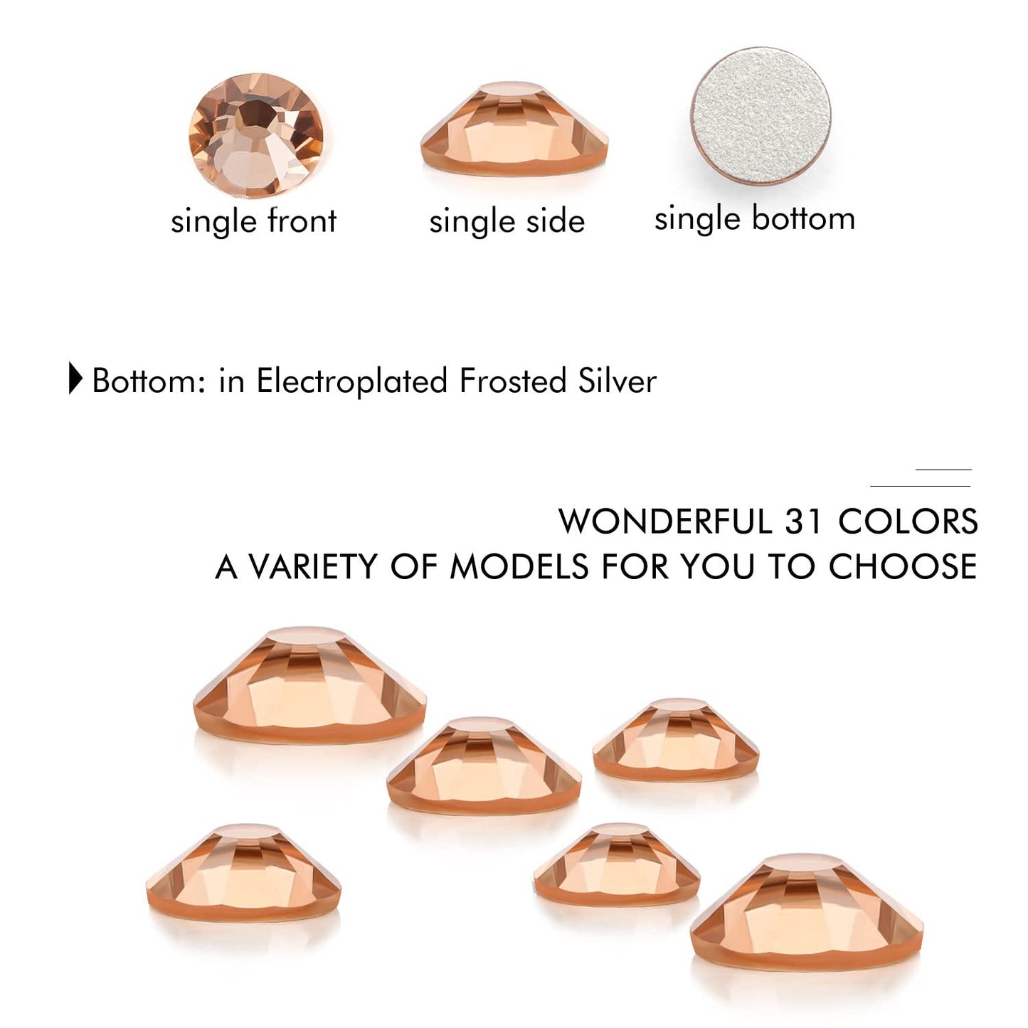 1440Pcs Champagne Crystal Rhinestones,Glass Flatback Rhinestones Small Gemstones for Nail Face Makeup Art Crafts Clothes Decoration -(SS8,2.4mm,Champagne)