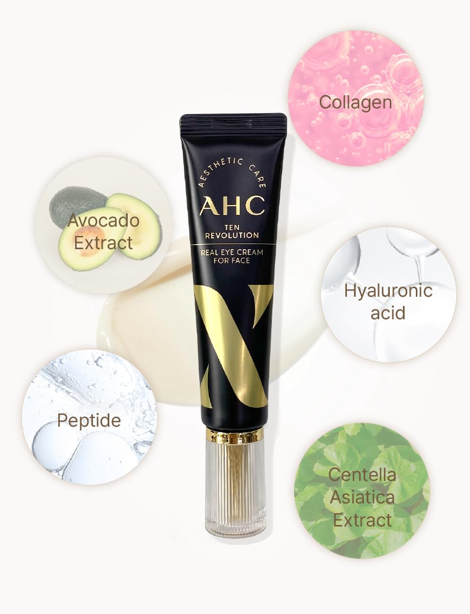 AHC TEN REVOLUTION Real Eye Cream for Face Season10 30mlx4ea + AHC Ampoule In Eye Cream 12m Season11, 2.36 Fl Oz, 1Pack