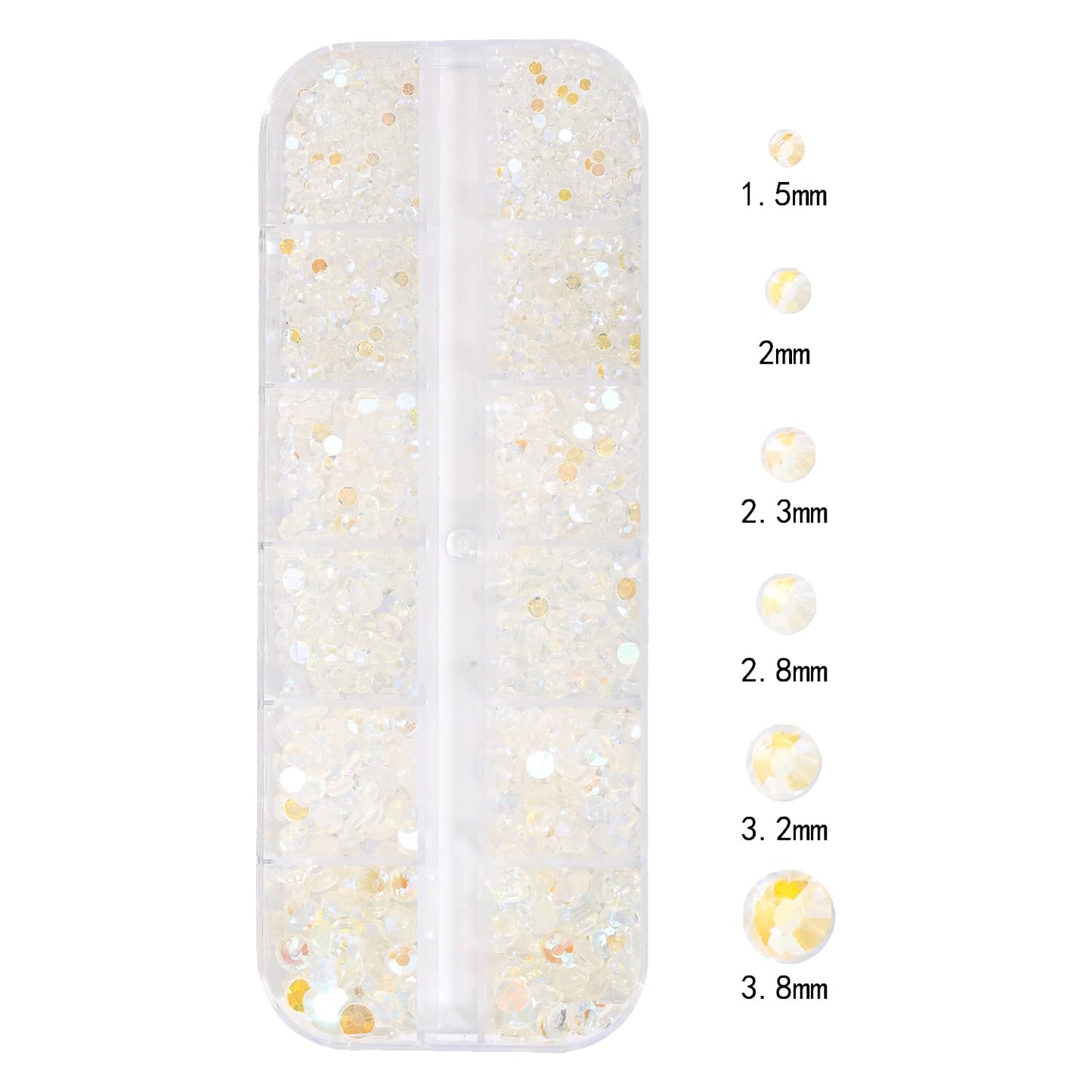 HNUIX Nail Rhinestones - 3D Multi Shape Size Crystal, Crystal Aurora Nail Gems, Flat Back, with Kit, for Nail Art, DIY Decorations