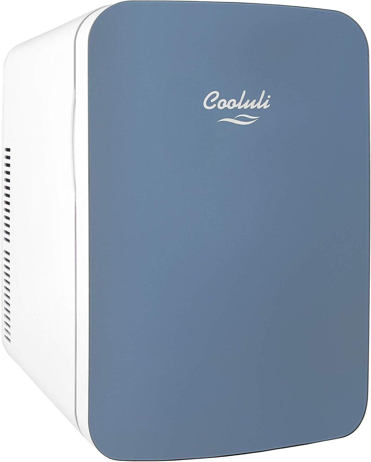 Cooluli 15L Mini Fridge for Bedroom - Car, Office Desk & College Dorm Room - 12v Portable Cooler & Warmer for Food, Drinks, Skincare, Beauty & Makeup - AC/DC Small Refrigerator with Glass Front, Blue,15 Liter