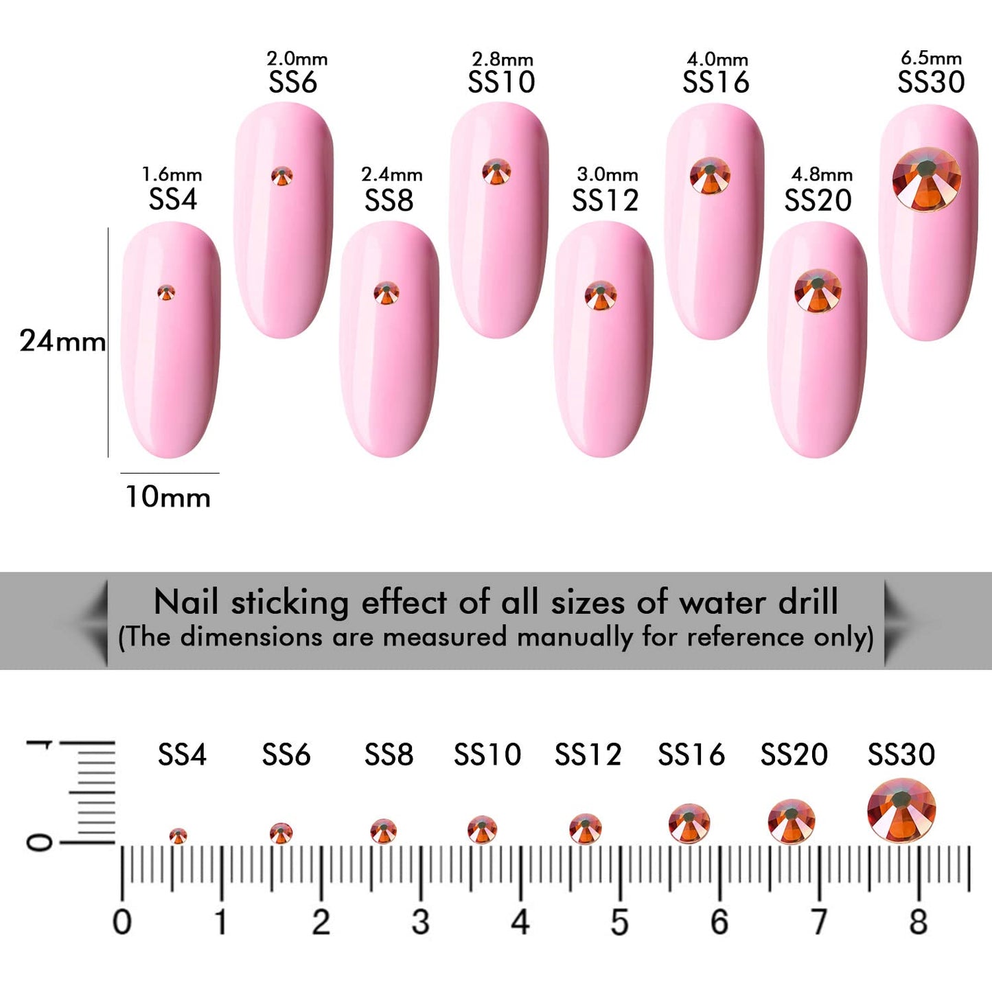 288Pcs Amber Crystal Rhinestones,Glass Flatback Rhinestones Gemstones for Nail Face Makeup Art Crafts Clothes Decoration - (SS30,6.5mm, Amber)