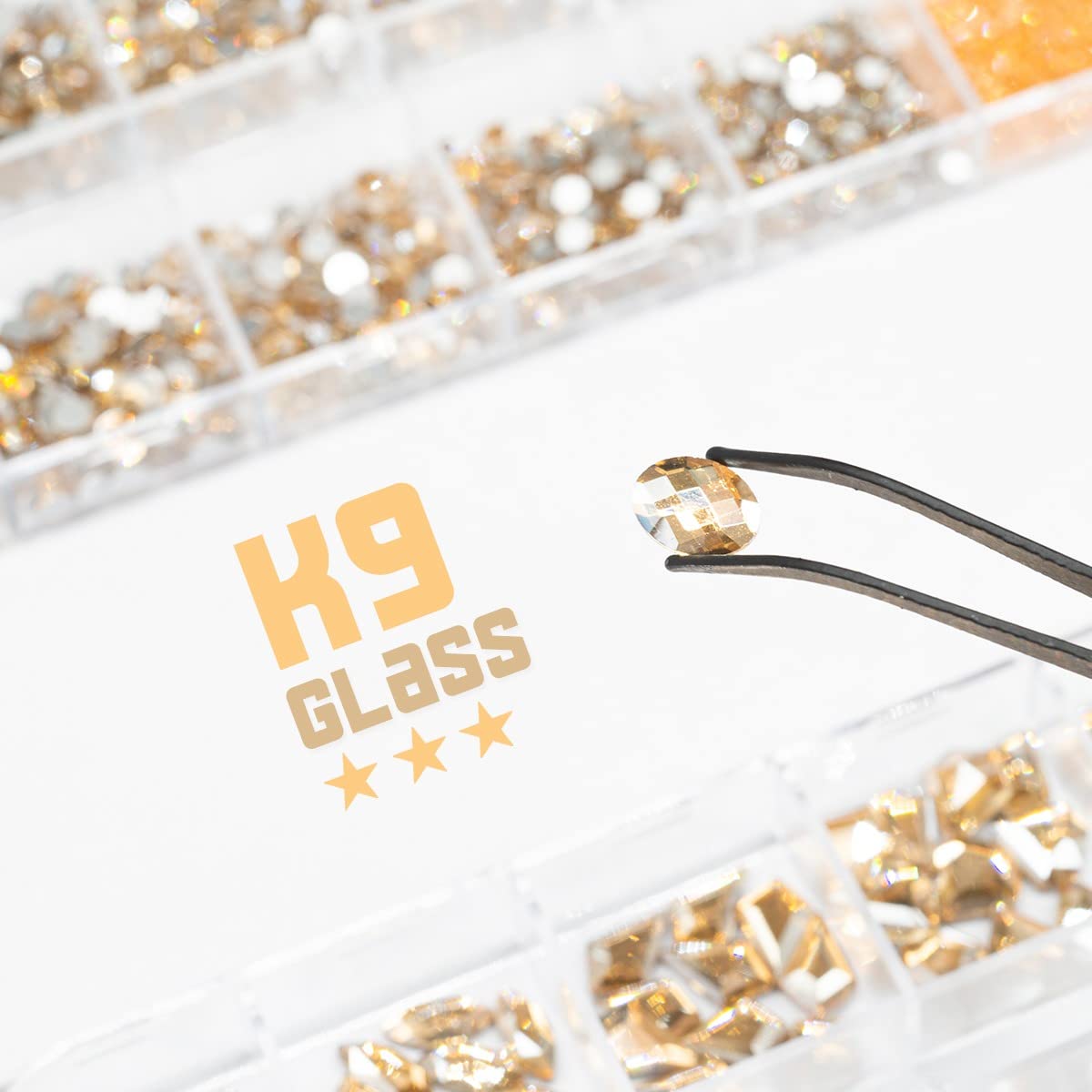 4080Pcs Gold Nail Rhinestones, More Quantity 1.5-4mm Mini Flatback K9 Glass Crystal & 3D Multi Shapes Gems, Champagne Gold Gems Round Stones Diamonds jewels Gemstones for Nail Face Eyes Makeup