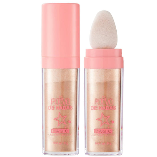 Polvo De Hadas Fairy Dust Highlight Patting Powder - Full Body Contouring and Clavicle Pearlescent Patting Powder for Face and Eye, Christmas Sparkling Body Glitter (#03 Golden Brown)
