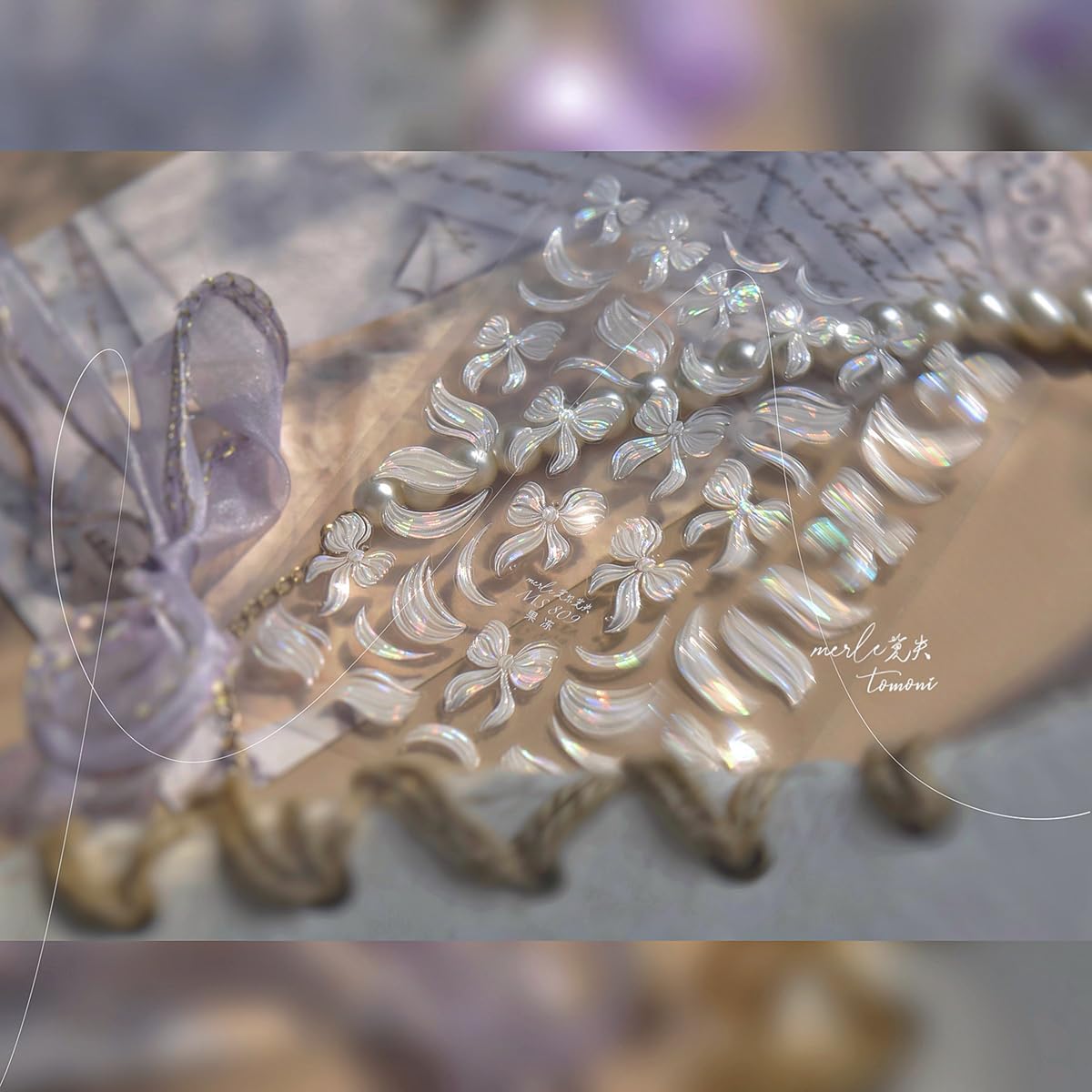 Bow Nail Art Stickers Decals Jelly Nail Art Stickers Silk Nails Art Decals with Design 5D Embossed Self Adhesive White Nails Sticker for Women Girls Kid Manicure Supply DIY Charms Decoration