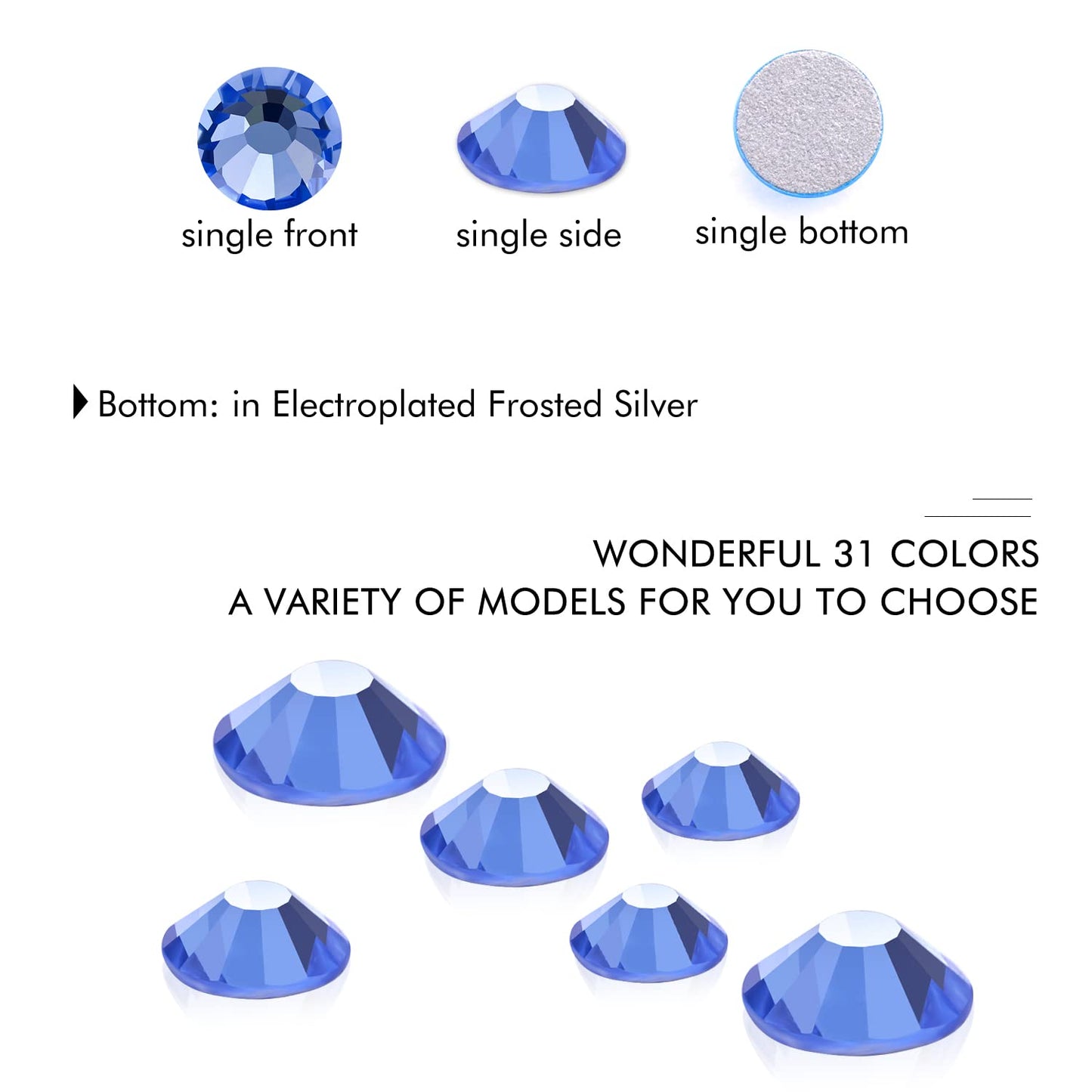 1440Pcs Light Blue Crystal Rhinestones,Glass Flatback Rhinestones Gemstones for Nail Face Makeup Art Crafts Clothes Decoration - (SS16,4.0mm,Light Blue)