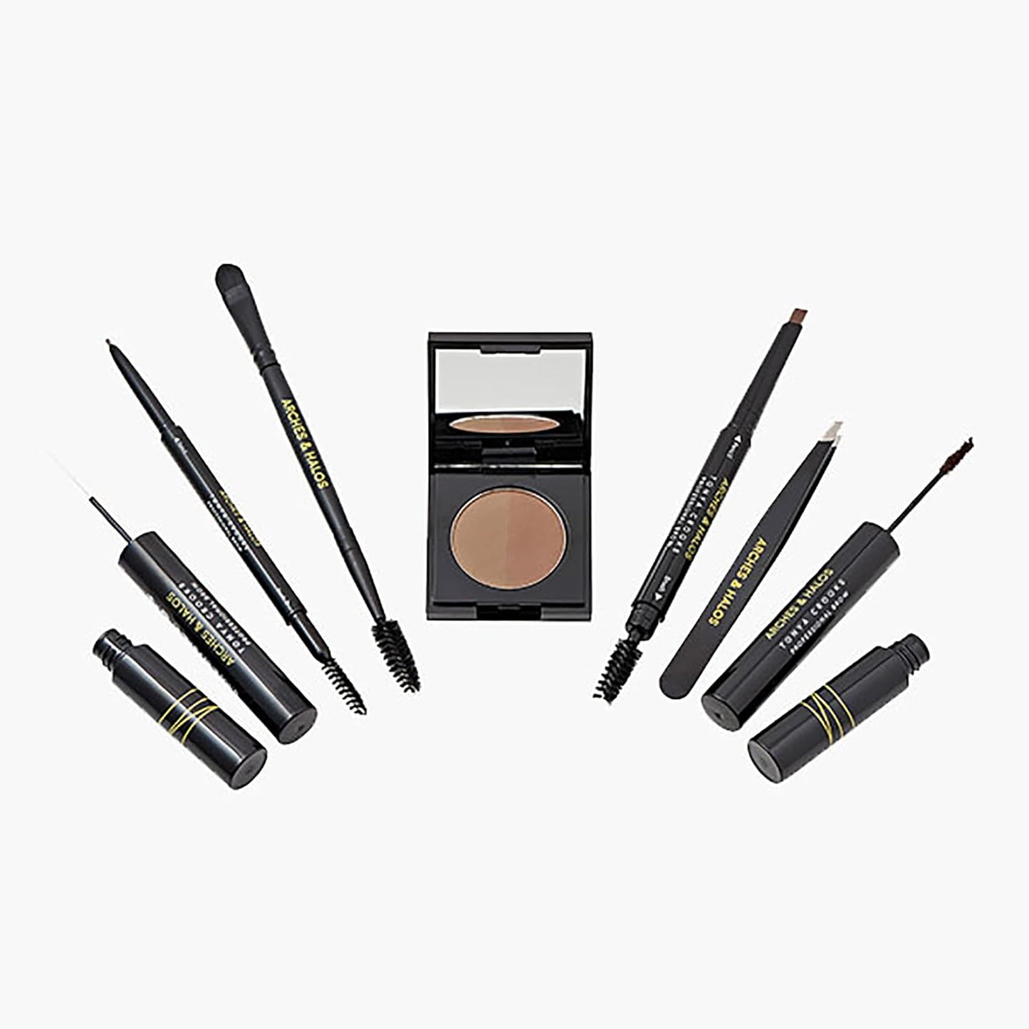 Arches & Halos - Ultimate Brow Hero Kit - Eyebrow Styling Makeup Kit, Pencil, Gel, Shading, Powder, Mousse, Natural and Bold Precise Brow Shaper - Hypoallergenic, Vegan - 7 Pc Kit, Medium