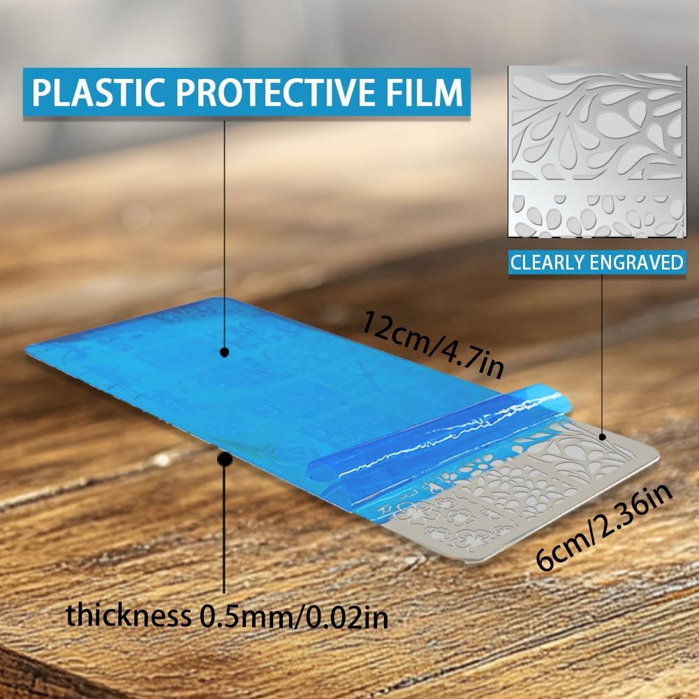 3Pcs Mix Design Nail Stamping Plate Flower Star Nail Stamping Templates French Line Tip Art Stamp Plates Sun Moon Stainless Steel DIY Reusable Tools for Manicure Printing