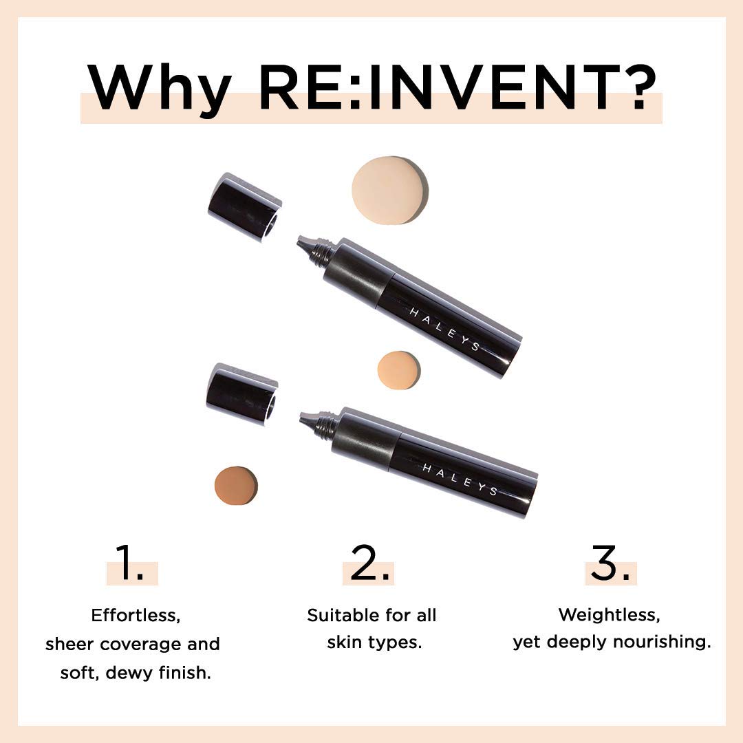 HALEYS RE-Invent BB Drops (Dark Neutral) Vegan, Cruelty-Free Tinted BB Moisturizer Foundation with Marula Face Oil - Hydrate Skin with Sheer Coverage for a Natural, Healthy-Looking Complexion