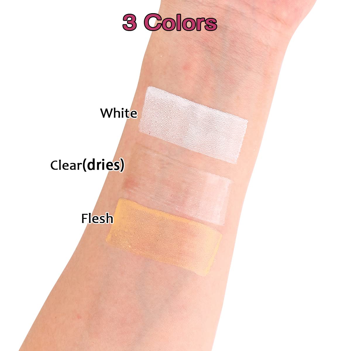 Depvision Liquid Latex 3 Colors Set White Fresh Clear Color For Special Effects Wound Waterproof Professional Makeup Artist Skin Illustrator SFX Monster Zombie (60ml * 3 color)