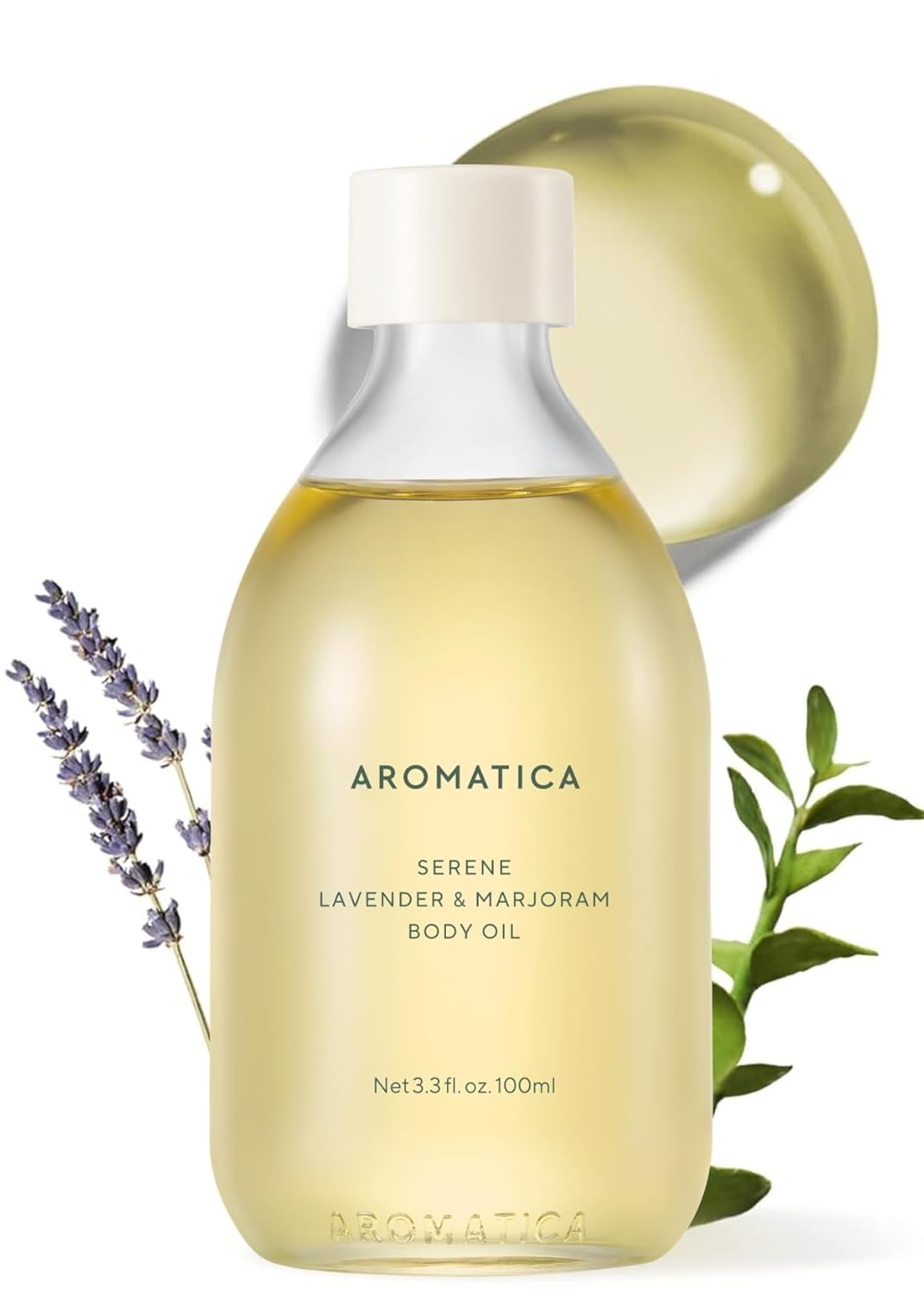 AROMATICA Serene Body Oil Lavender & Marjoram Essential Oil, Aromatherapy Oil, Scented Body Oil, After Shower Natural Oil for Women, Non-Greasy Body Serum, Body Moisturizer for Dry Skin (3.38 fl. oz)
