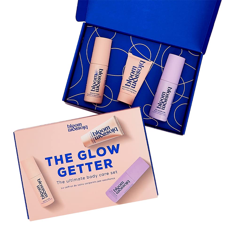 Bloom and Blossom The Glow Getter The Ultimate Body Care Set with Spritzy Toes 1.3 Fl Oz, Wonder Worker 0.84 Fl Oz and You Glow Girl 1.3 Fl Oz