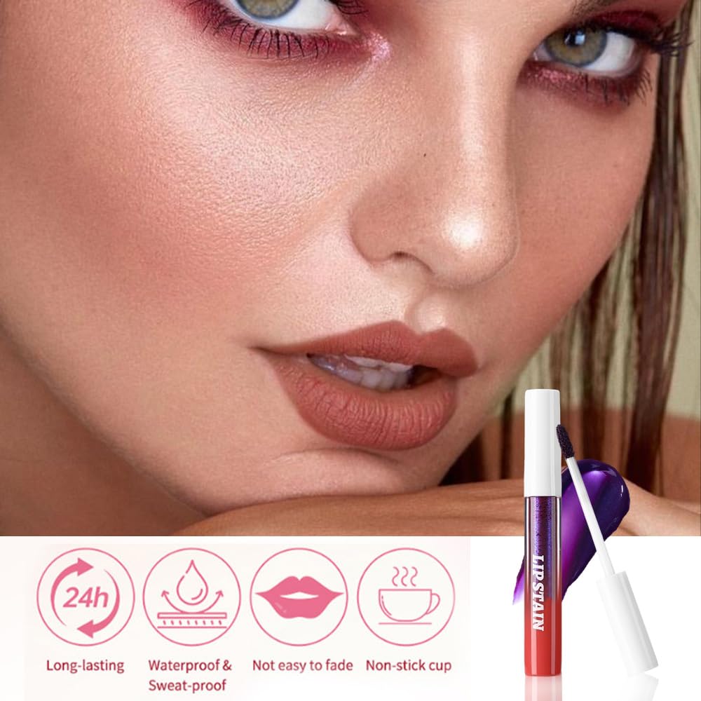 evpct Nude Brown Peel Off Lip Stain Tints, Liquid Lipstick Lip Stain Long Lasting Waterproof for Women, Non-stick Cup Lipstick Peel Off Highly Pigmented Not Faded Smudge-proof Easy to Apply, 04