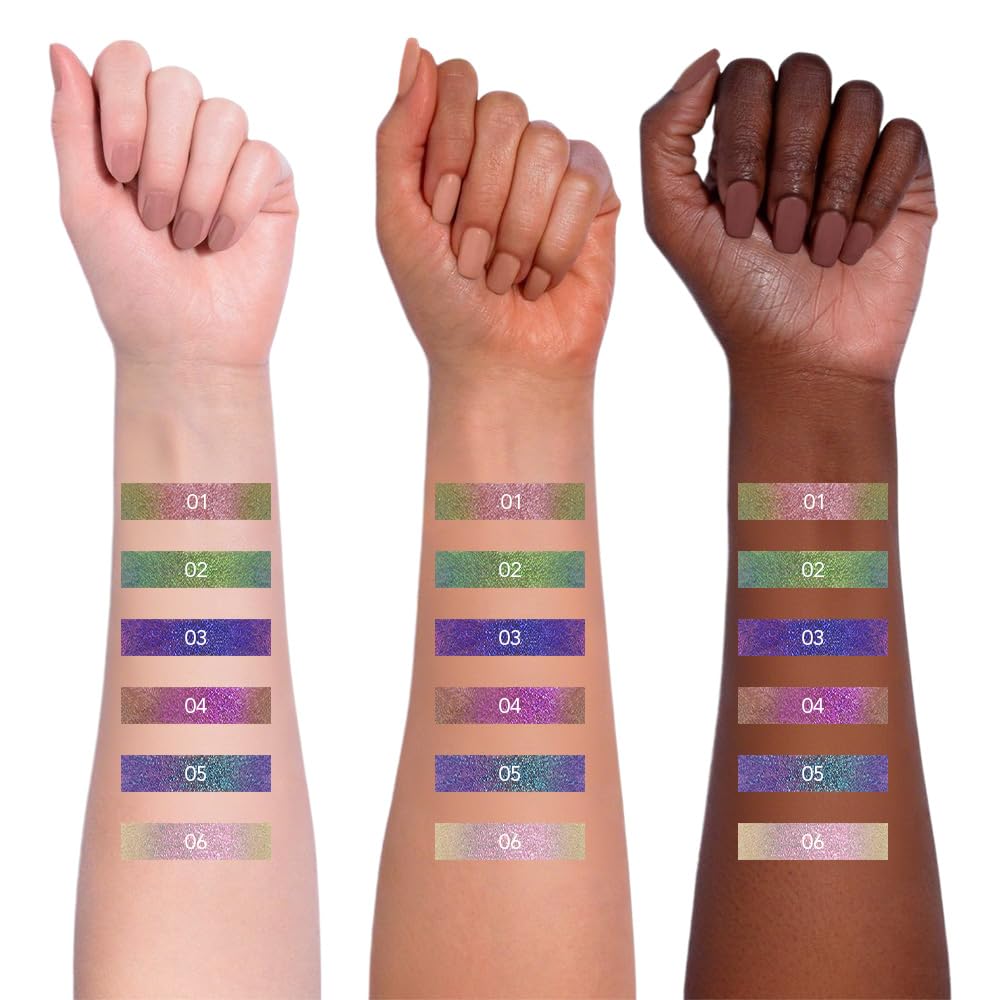 evpct Chameleon Duo Chrome Liquid Eyeliner, Teal Sapphire Blue Glitter Metallic Shimmer Liquid Eyeliner, Multichrome Color Shift, Long Lasting Waterproof Eye Liner Eyeshadow Pencil Face Glitter Makeup