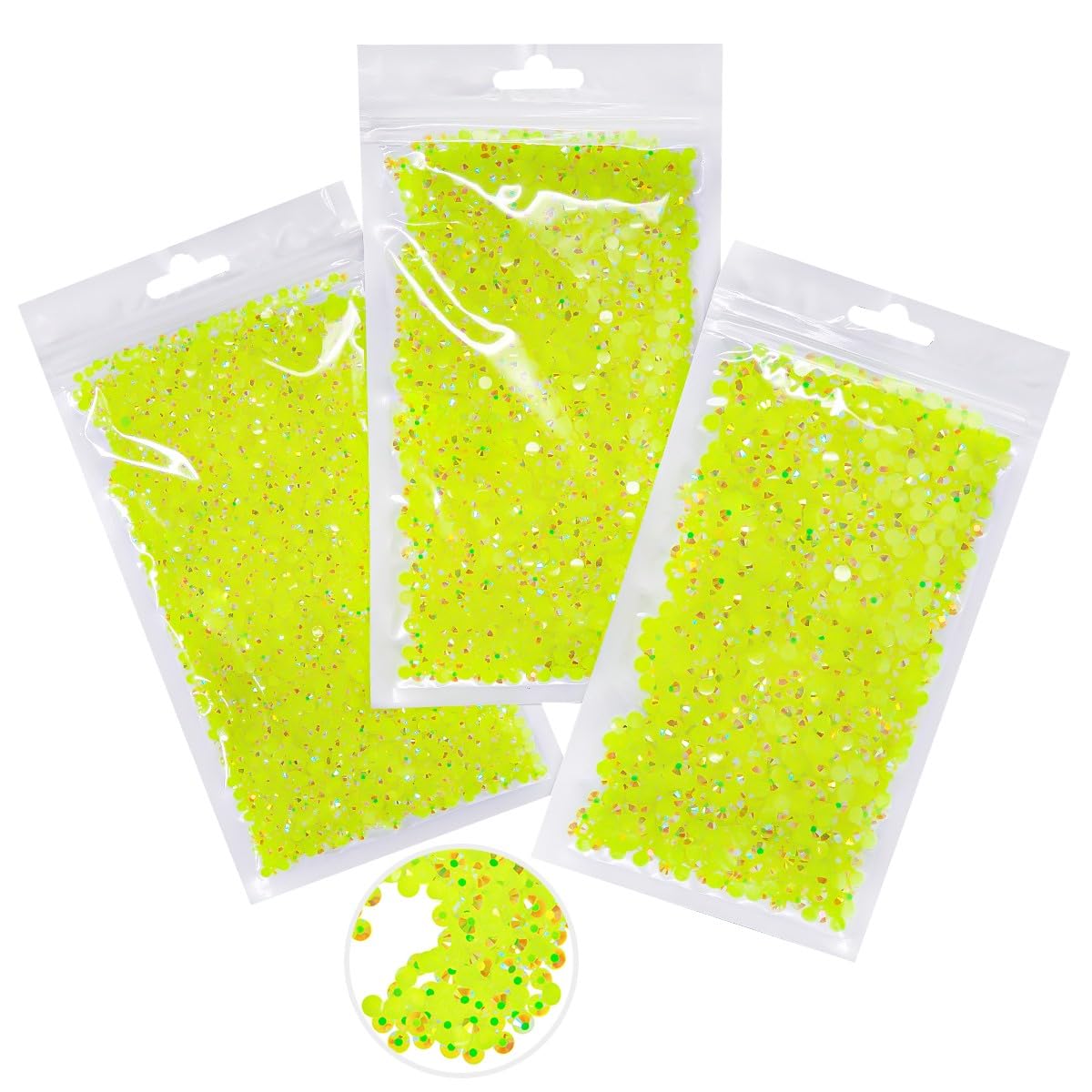 16000PCS Neon Yellow AB Resin Rhinestones for Crafting 3mm 4mm 5mm Fluorescent Yellow Flatback Jelly Stones Bulk SS10 SS16 SS20 Diamonds Gems for Mugs Tumblers Bottles DIY Crafts Clothes Shoes