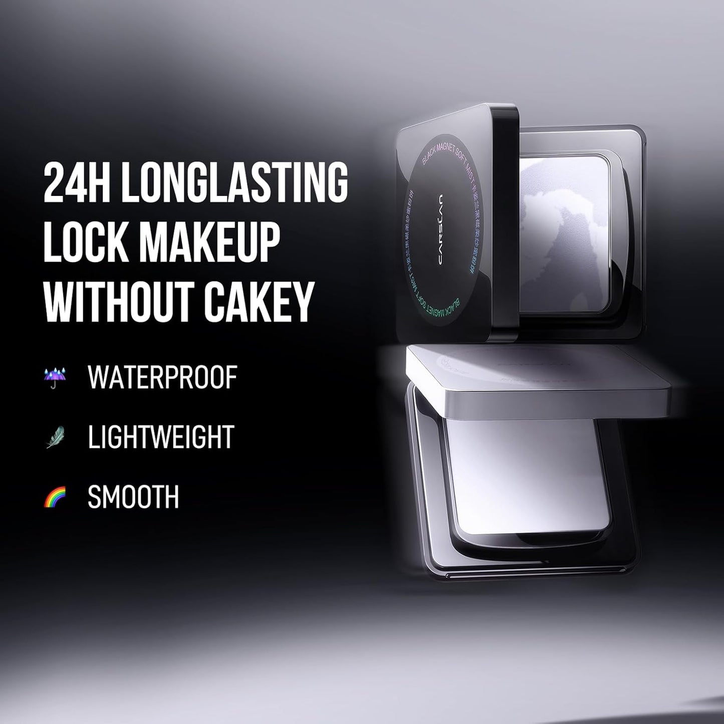 Waterproof Face Pressed Powder Compact, 24H Longlasting Oil Control Pressed Setting Powder Talc-Free Makeup, Shine Free, Poreless, Smooth, 03 Light Purple for dry&com skin (0.28Oz)