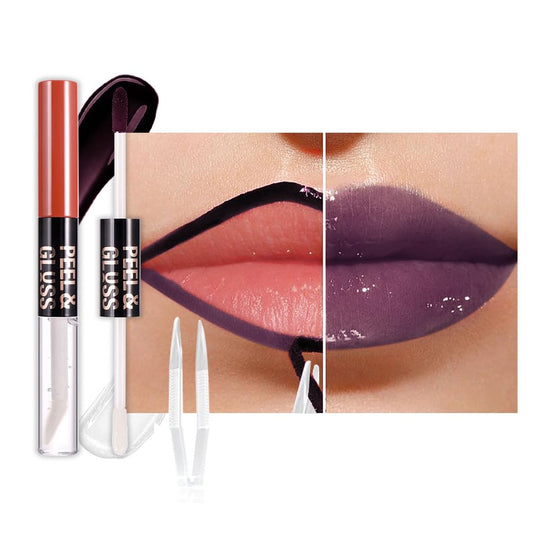 Deep Berry Lip Stain Peel Off Lip liner and Lip oil with Tweezer, Dual-Ended Peel Off Lip Stain Tattoo, Highly Pigmented Long Lasting Waterproof, Transfer-proof for All Skin Types, 08#
