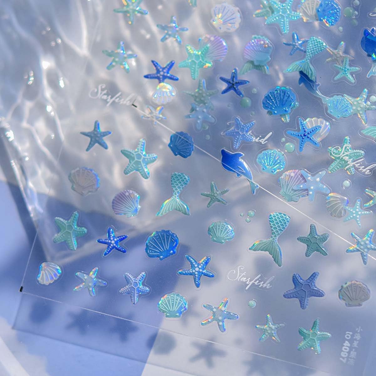 1 Sheets 5D Embossed Summer Nail Stickers Cute Nail Art Decals Shell Starfish Designs Summer Sea Theme Nail Art Sticker Self Adhesive Nails Supplies for Women Manicure Decoration