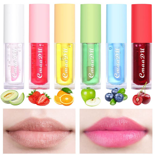 evpct 6Pcs Mini Clear Color Change Changing PH Tinted Lip Gloss Sets for Women, Lip Oil Gloss Balm Tint Stain Glaze Pack Hydrating Moisturizer Lipstick Magic labiales magicos 0.071fl.oz *6