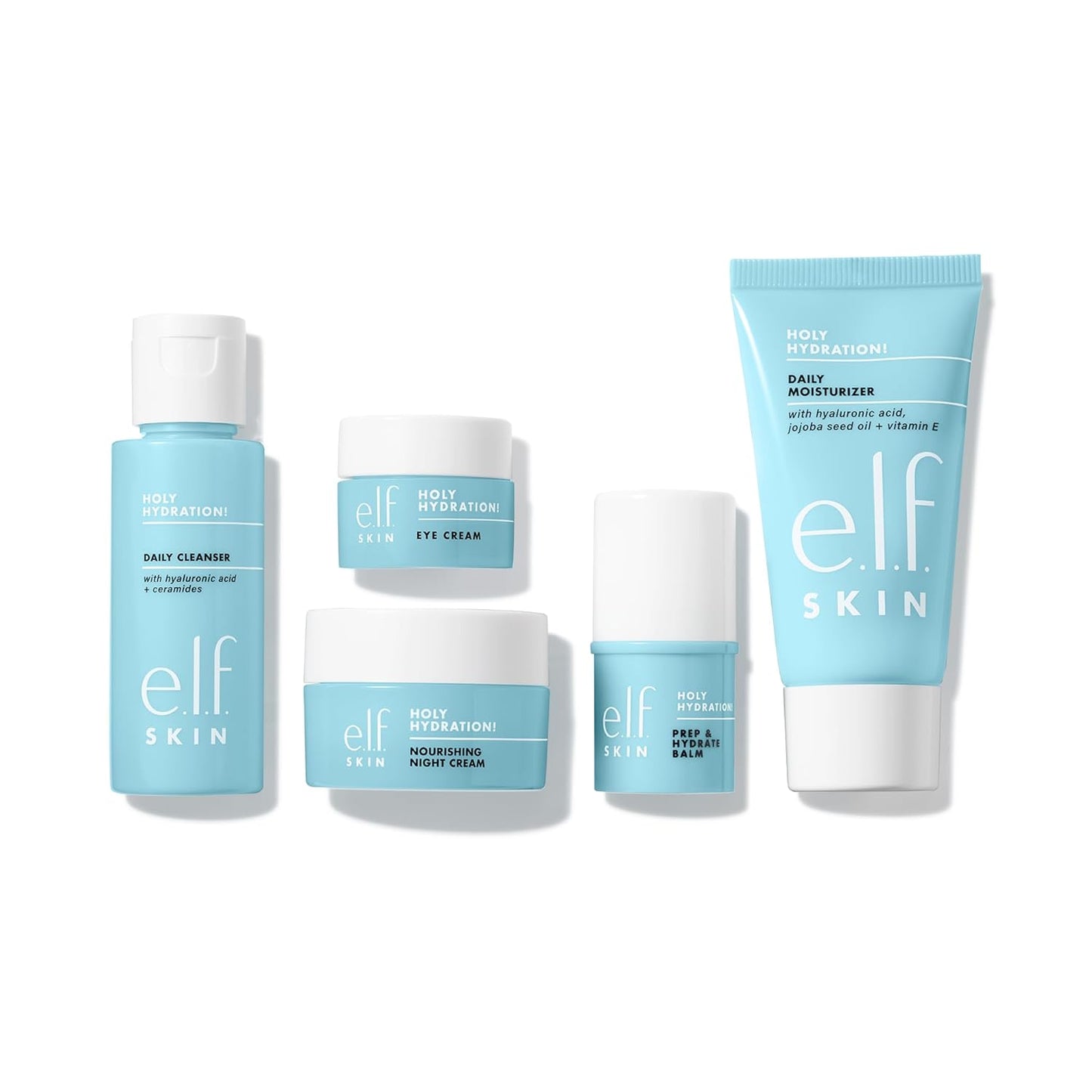 e.l.f. Jet Set Hydration Kit, Travel Friendly Hydrating Skincare Set, Face Cleanser, Balm, Moisturizer, Eye Cream & Night Cream, Vegan & Cruelty-Free