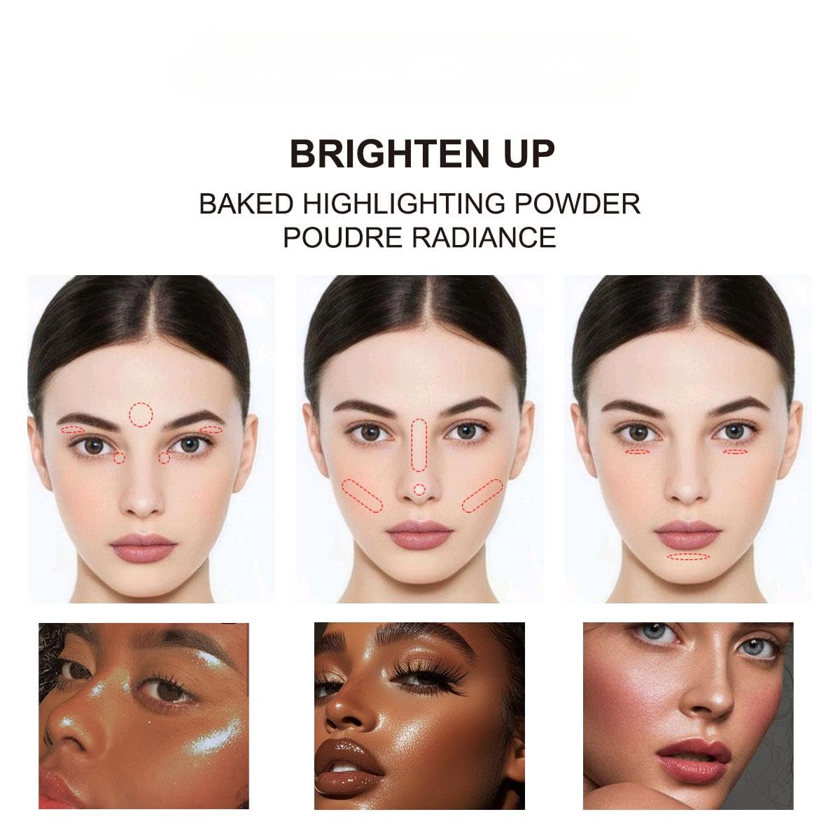 Baked Highlighter Contour Powder Sheer Pearl Shimmer Shades for Face Highlighter Makeup Brighten Up (305-Flirtini)