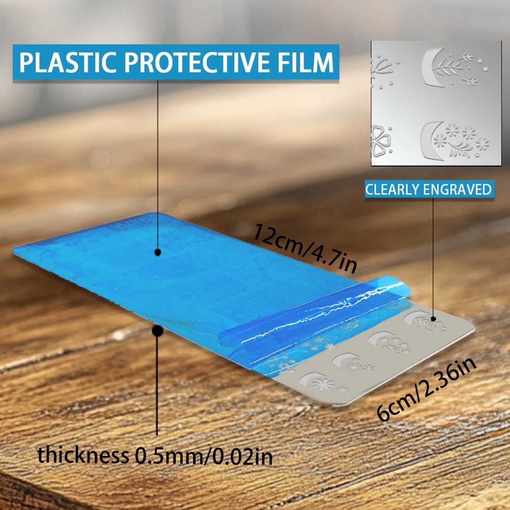 3Pcs Butterfly Nail Stamping Templates Flowers French Line Tip Art Stamp Image Plate Stainless Steel DIY Reusable Tools for Manicure Printing