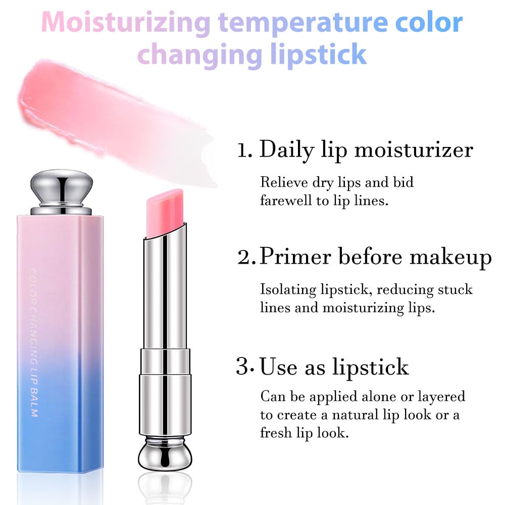 BINGBRUSH Color Changing Lipstick Lip Balm,Korean Magic Lipstick Color Change Changing Lip Tint Tinted Stain Gloss Balm Long Lasting Waterproof Moisturizer (213#)