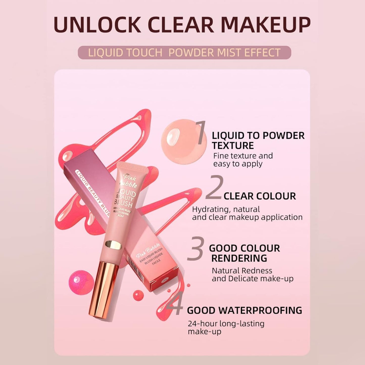 Blush Beauty Wand Cream Blush Stick for Cheeks and Lips,Blush Creams Blush Highlighter,Easily Blendable,Stick Blush Smudge Proof