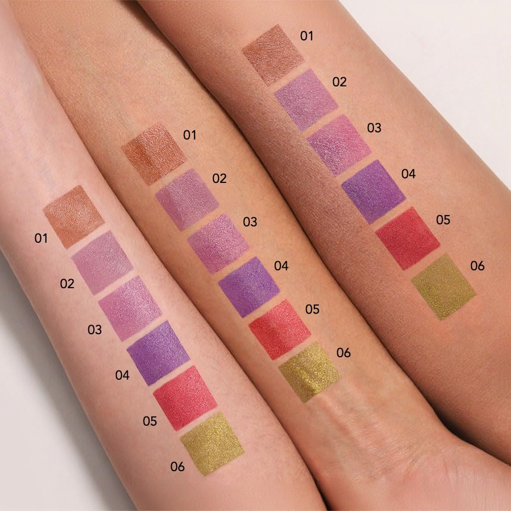 BINGBRUSH Glitter Eyeshadow Stick & Eyeliner Pencil, 4-in-1 Metallic Shimmer Cream Eyeshadow, Long-Lasting Waterproof Eye Brightener, Highly Pigmented Eye Makeup#(01-Sunset Blaze)