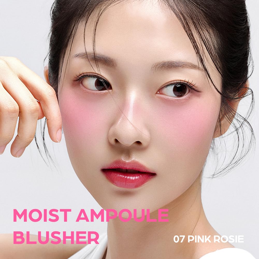 Moist Ampoule Blusher with 50% Moisture Essence | Hydrating & Long-Lasting Blush | 0.68fl.oz (9 Shades) - Pink Rosie