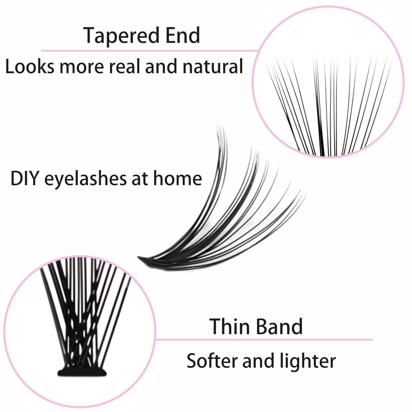 Eyelash Clusters LAUBESS Lash Clusters Individual Lashes Cluster Eyelash Extensions DIY at Home Waterproof Cluster Lashes (20D-D-15)