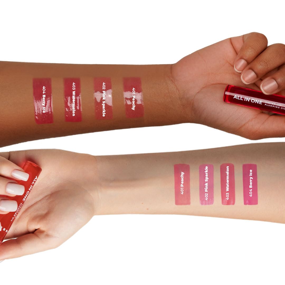 All-in-One Lip Tinted Plumping Oil - Universal Color & Moisture, Soft Balm for Day & Night Use, Lip Mask&Lip Gloss - Long-Lasting & Scented, Berry Ice 404-3ml/0.1fl.oz