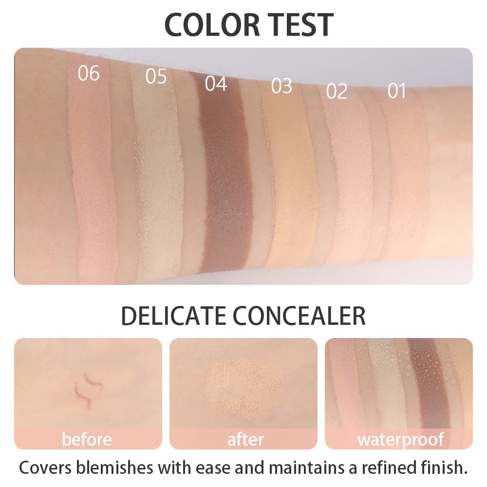 Pro 6 Color Correcting Concealer Palette Light Medium Cream Contouring Makeup for Corrects Dark Circles Red Marks Scars.Beige Creamy Concealer for Mature Skin.Longwear&Waterproof (Netural)