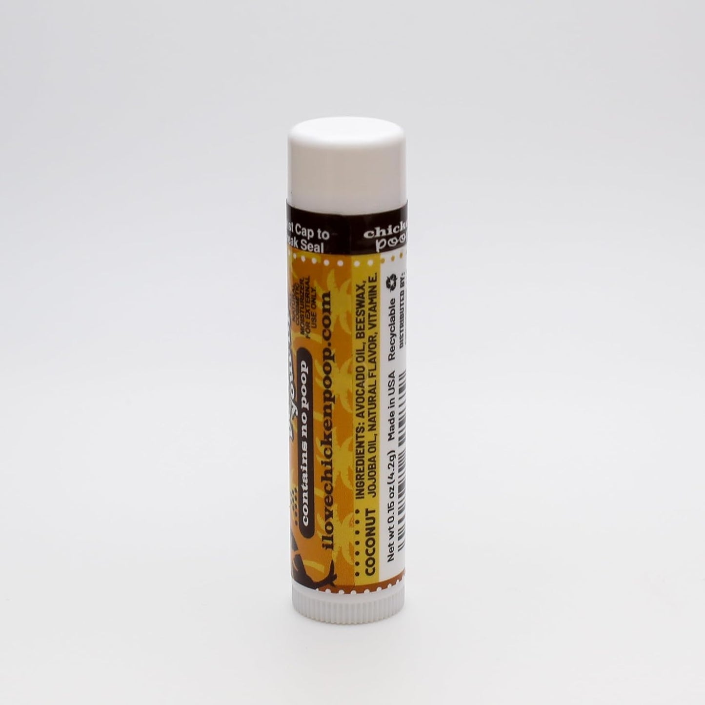 Chicken Poop Lip Balm Simone Chickenbone 100% Natural Moisturizer for Dry, Chapped Lips, Combo (Original, Mint, Outdoors with SPF 30, Coconut), 4 Pack