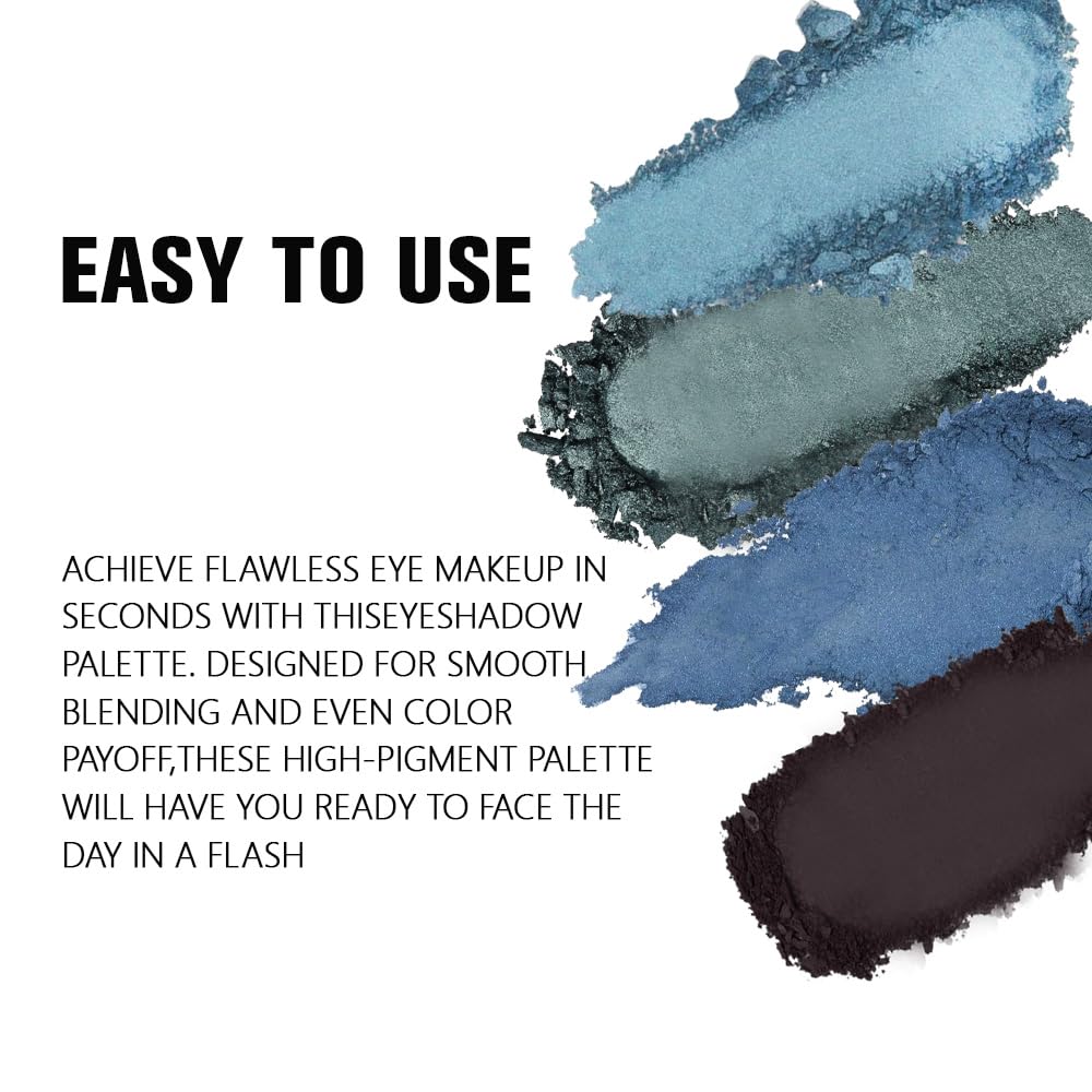 Kaely Powder Eyeshadow Quad, Blue Taupe Matte Glitter Eyeshadow Palette Makeup, Neutral Eye Shadow Palette for Older Women Pigmented Waterproof, sombras para ojos, Blendable, Cruelty-free, 13