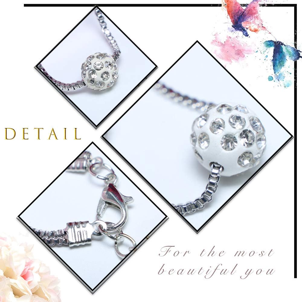 Bohemian Multi-layer Necklace Full Rhinestone Ball Pendant Fashion Silver Necklaces Chain Jewelry For Woman and Girls