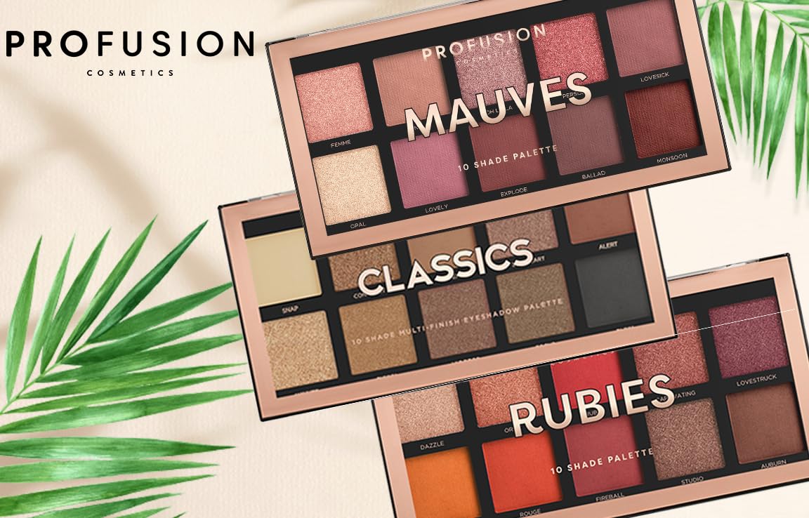 Profusion Cosmetics 10 Shade Eyeshadow Palette - High Pigmented Multi-Finish Colors, Vegan & Cruelty-Free, Create Stunning Looks On-the-Go - Travel-Friendly & Versatile Makeup, Mauve Hues