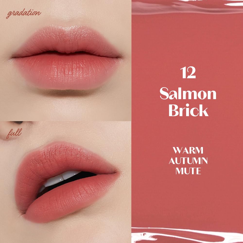 ETUDE Fixing Tint #12 Salmon Brick (4g) | Long Lasting High Pigmented Liquid Lipstick | Waterproof Lightweight Matte Finish Lip Stain | Full Coverage | Korean Makeup, Kbeauty