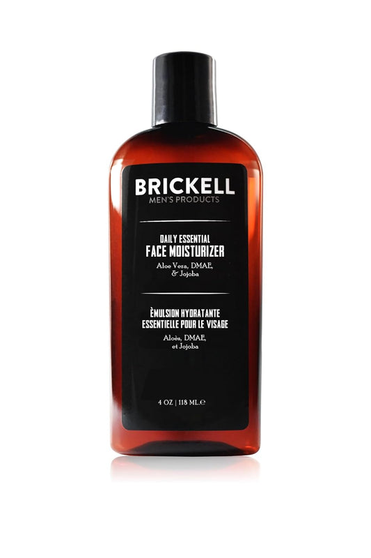Brickell Men's Daily Essential Face Moisturizer for Men, Natural and Organic Fast-Absorbing Face Lotion with Hyaluronic Acid, Green Tea, and Jojoba, 4 Ounce, Scented
