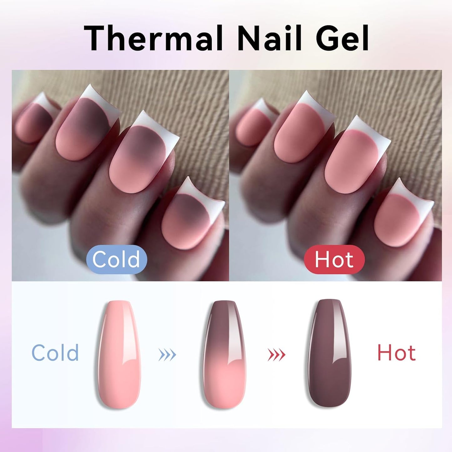 Born Pretty Color Changing Gel Nail Polish, 6 Colors Glitter Temperature Change Gel Polish Blue Pink Neon Long Lasting Nail Polish U V Set for Manicure and Nail Art, DIY at Home, Salon-Quality 7ml