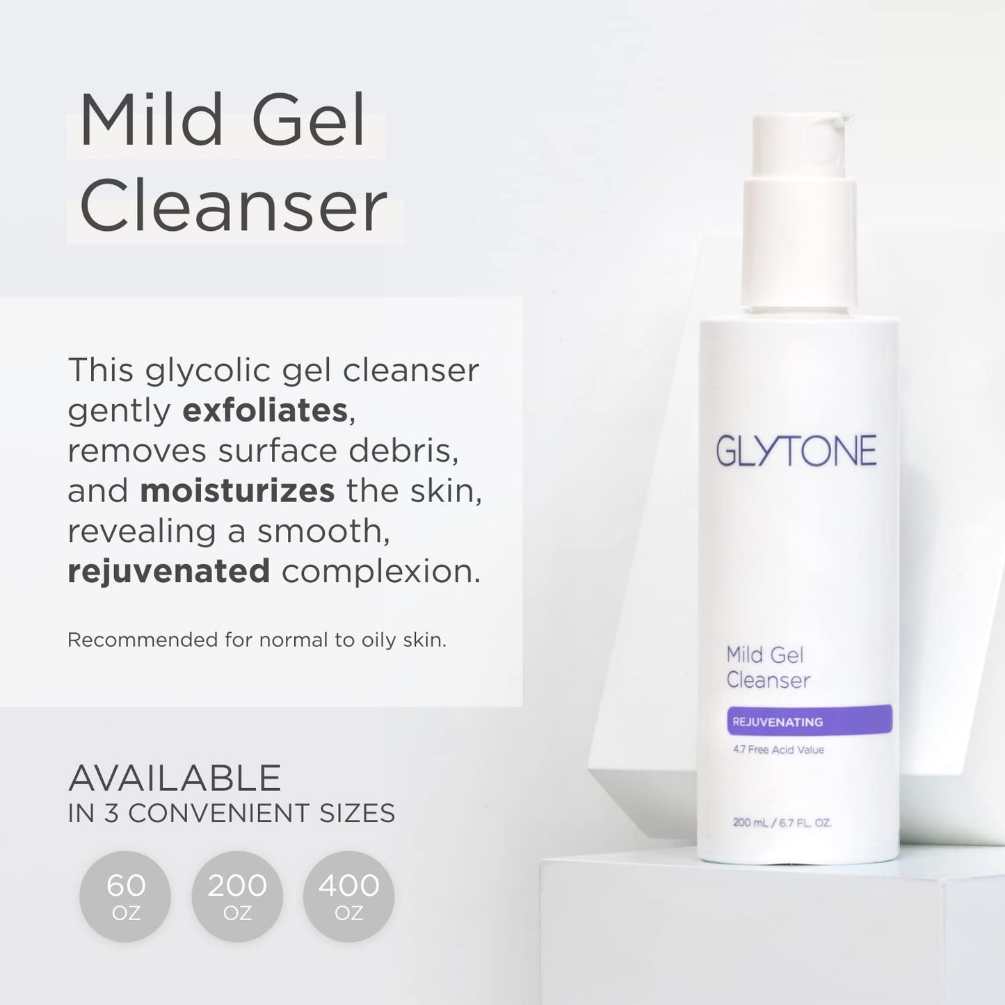 Glytone Mild Gel Exfoliating Cleanser, Pure Glycolic Acid Face Wash for Moisturizing & Rejuvenating Skin, Vegan & Fragrance-Free Face Exfoliator Scrub for All Skin Types, 13.5 fl. Oz.