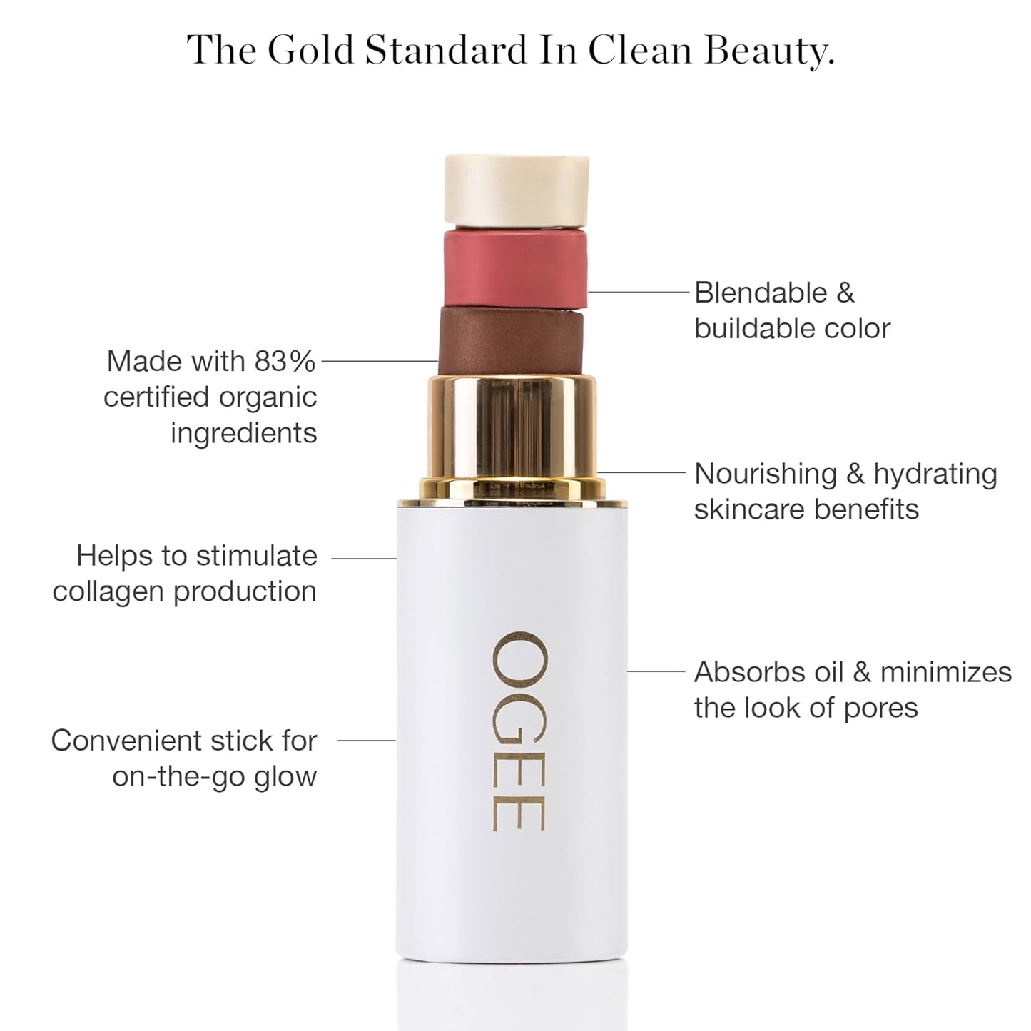 Ogee Sculpted Face Stick - Citrine (CITRINE - RADIANT GOLD SHIMMER) Certified Organic Bronzer Stick & Highlighter Makeup - Multi-Use Bronzer Stick for Face