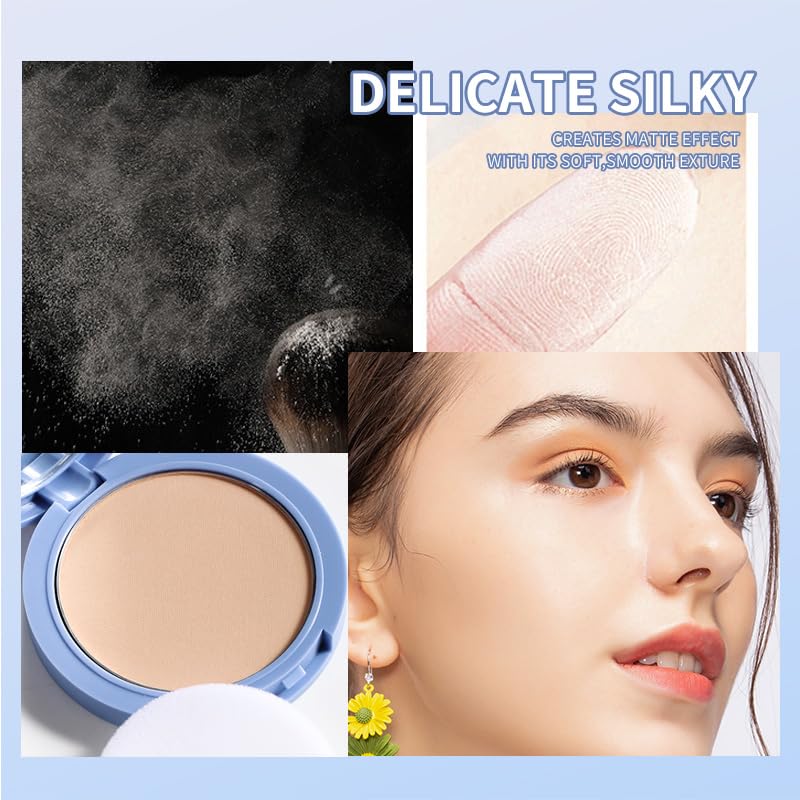 Oil Control Face Pressed Powder, Matte and Smooth Translucent Setting Powder for Women, Waterproof Long Lasting Finishing Powder, Lightweight Cosmetic Powder, Cruelty-free (01# Lvory White, 0.35Oz)