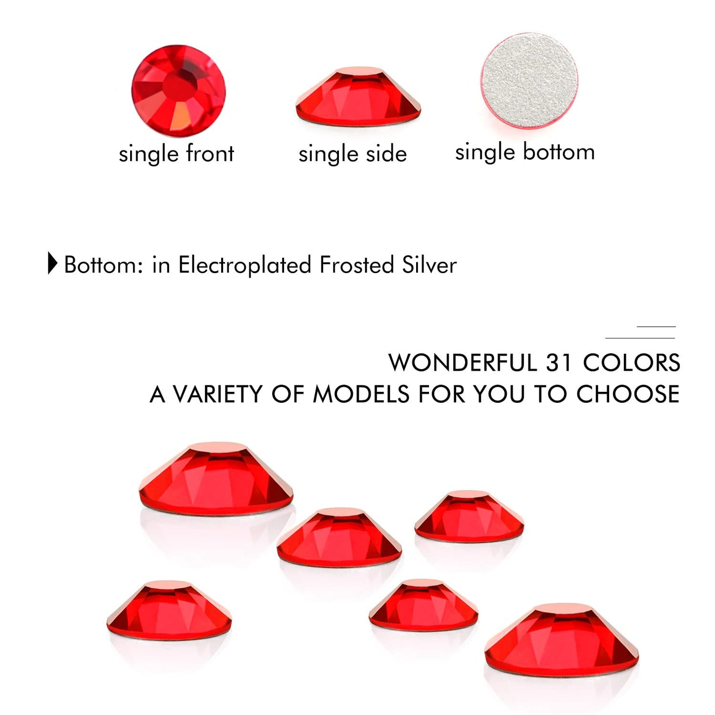 1440Pcs Siam Crystal Rhinestones,Glass Flatback Rhinestones Gemstones for Nail Face Makeup Art Crafts Clothes Decoration -(SS20,4.8mm,Siam)