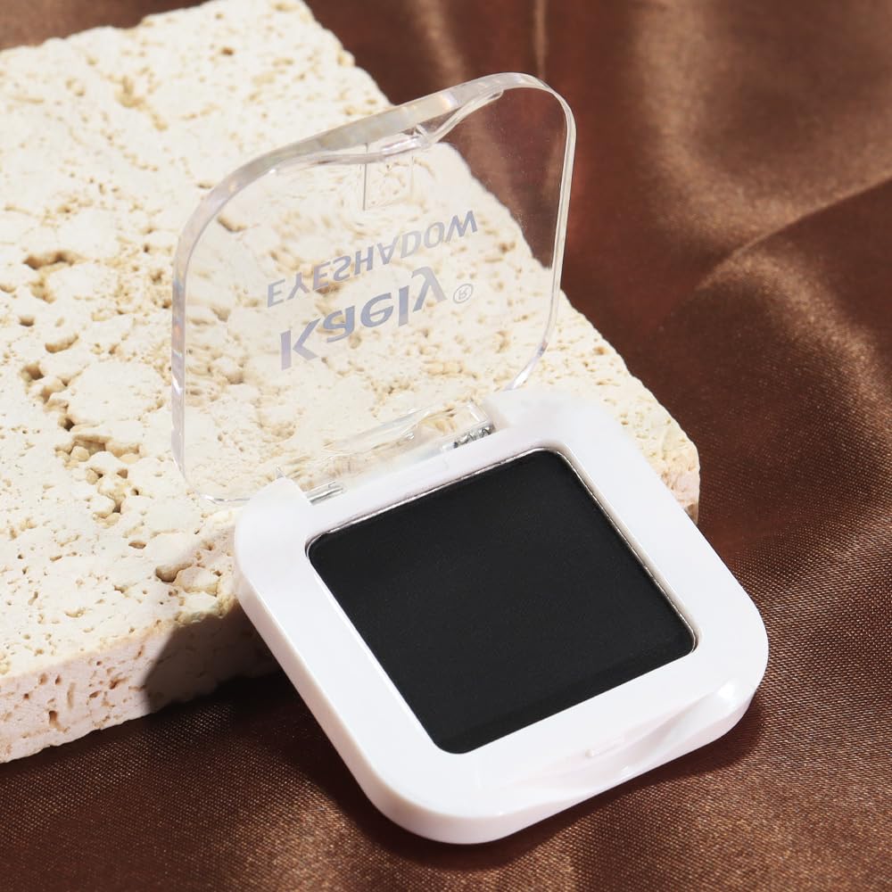 Matte Single Eye Shadow Palette Makeup, Deep Dark Black Monochrome Eyeshadow For Old Women, Mini Single Pressed Pigmented Waterproof Sombras Para Ojos, Vegan, Talc, Paraben&Cruelty Free, 04