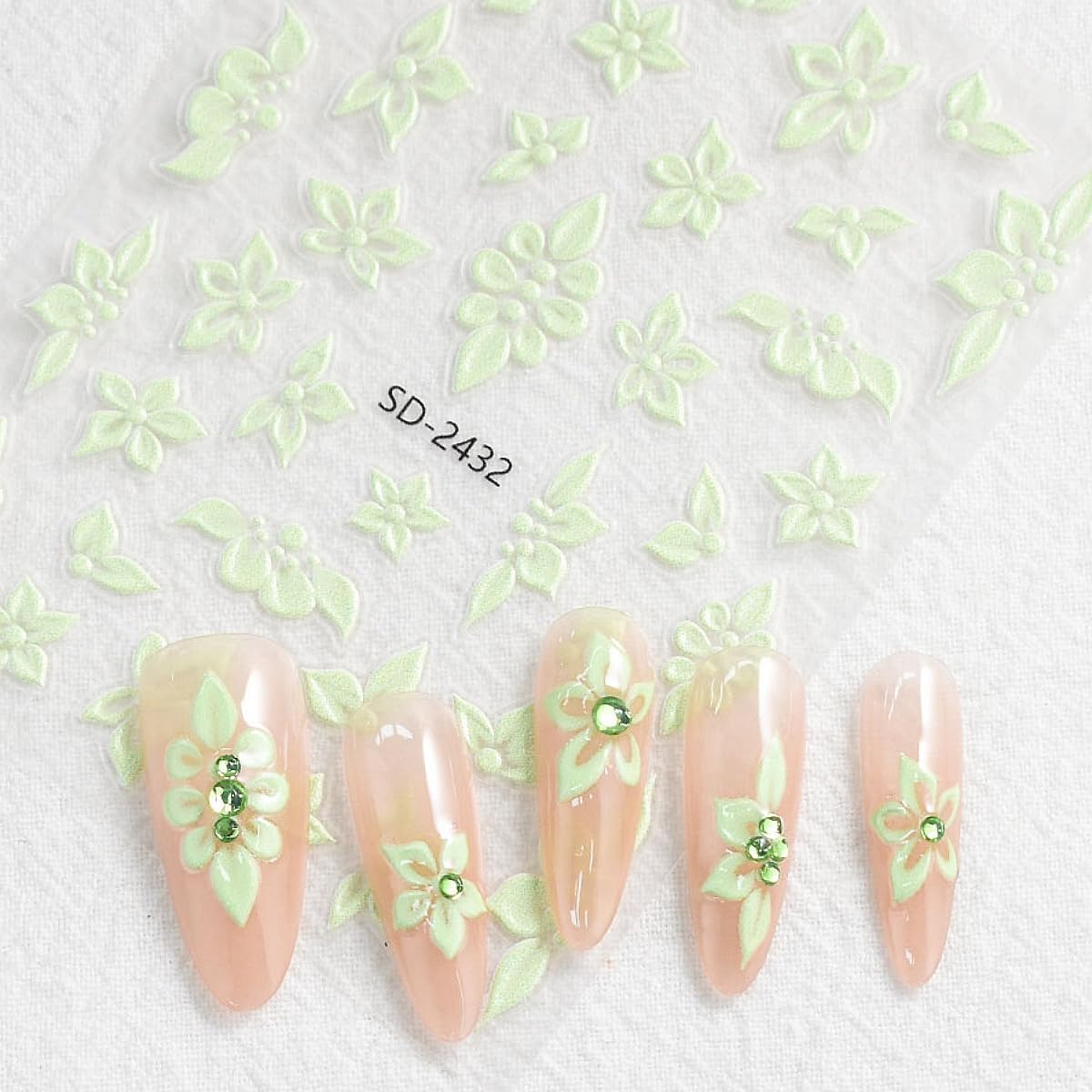 Flower Nail Stickers 5 Sheets Self-Adhesive Floral Nail Decals 5D Embossed Pink Purple Blue Nail Art Stickers Flower Pegatinas para Uñas for Women DIY Manicure Accessories Decorations