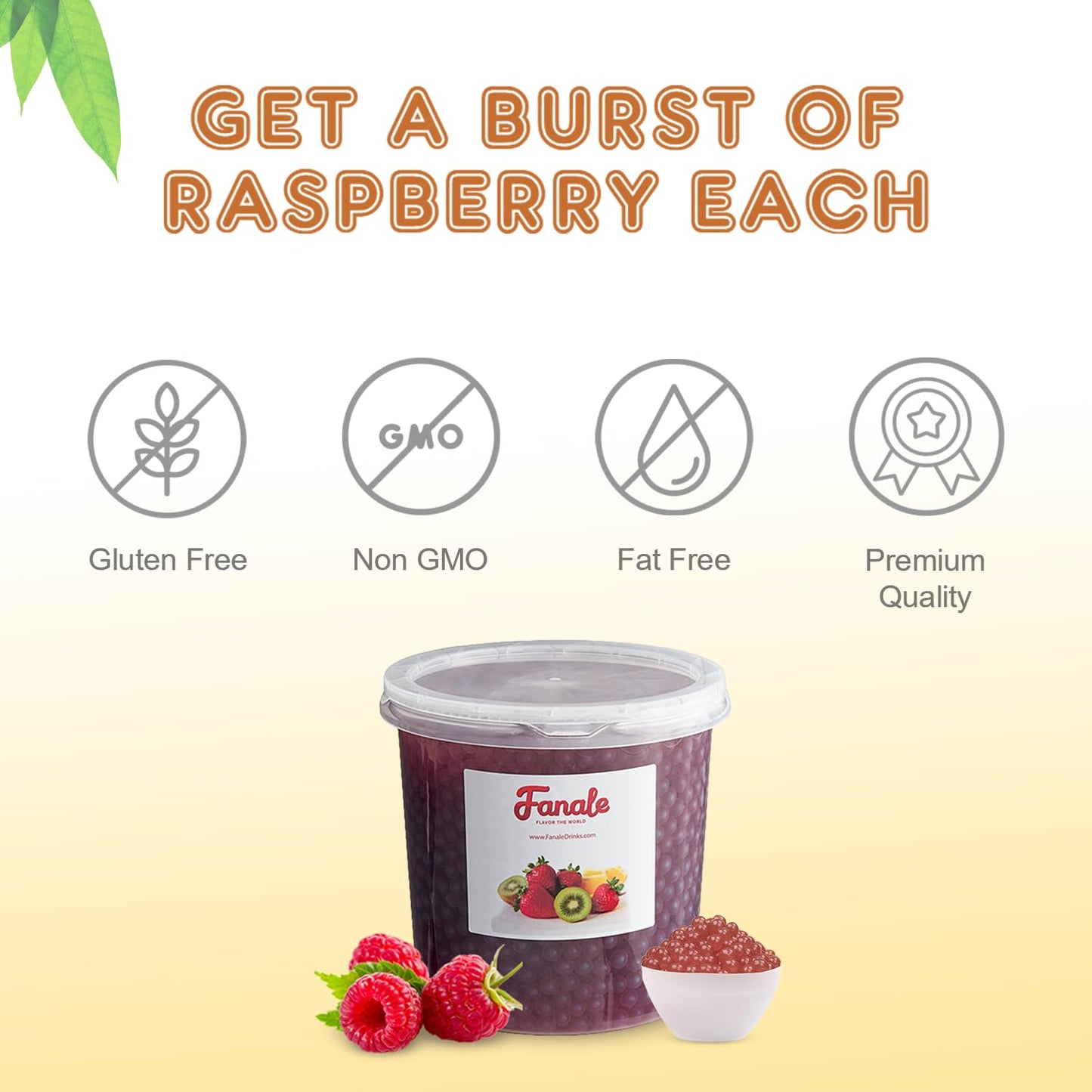 Fanale Raspberry Popping Boba Pearls, Vegan, Non GMO, Gluten Free, Fat Free, Perfect for Bubble Tea, Smoothies, Ice Cream, Desserts, and Beverages.