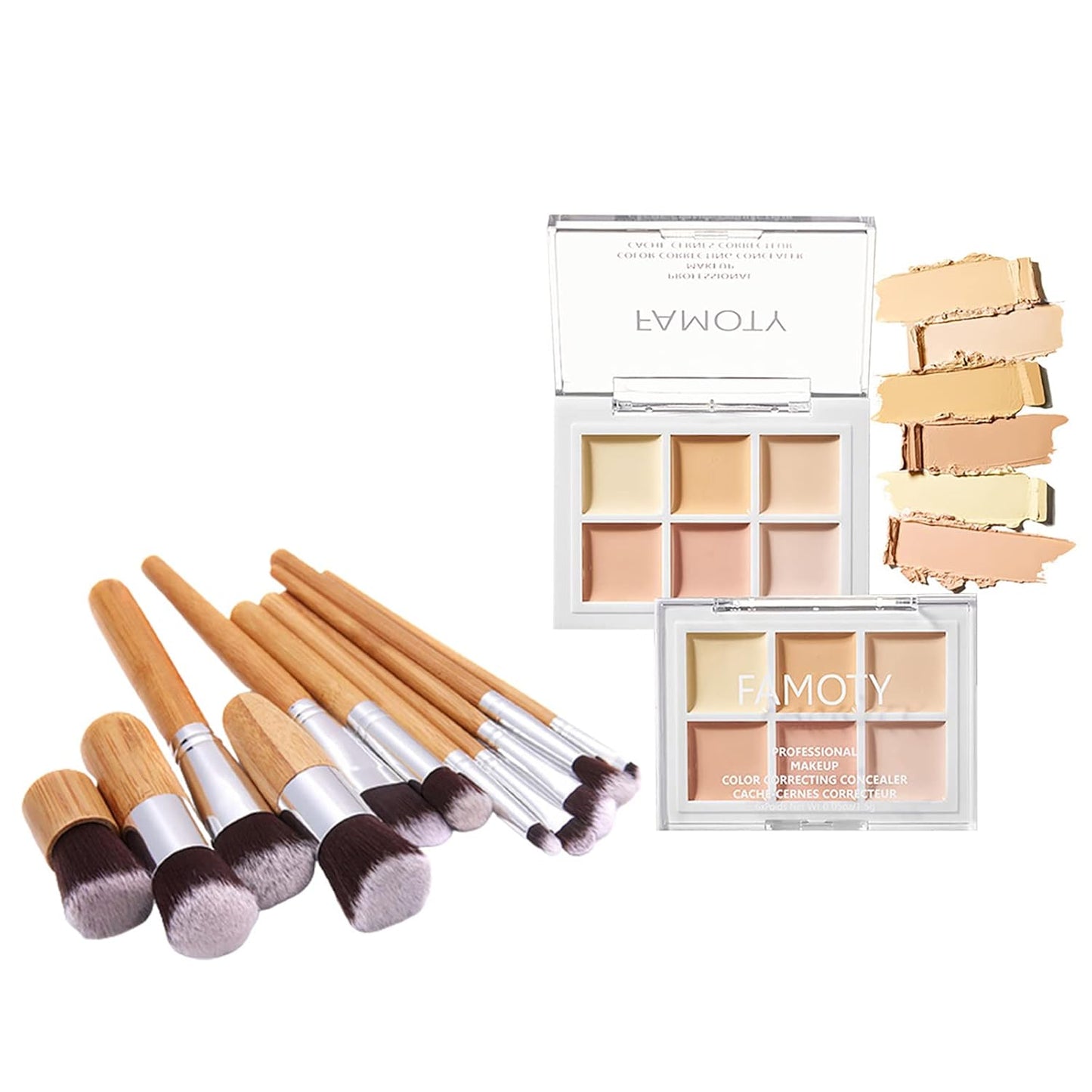 6 Colors Face Contouring Palette, with 11 Pcs Makeup Brush Kits, Light Color Combination Cosmetics Cream Contour and Highlighting Palette, Cover Dark Circles, Bruises, Age Spots, Blemish