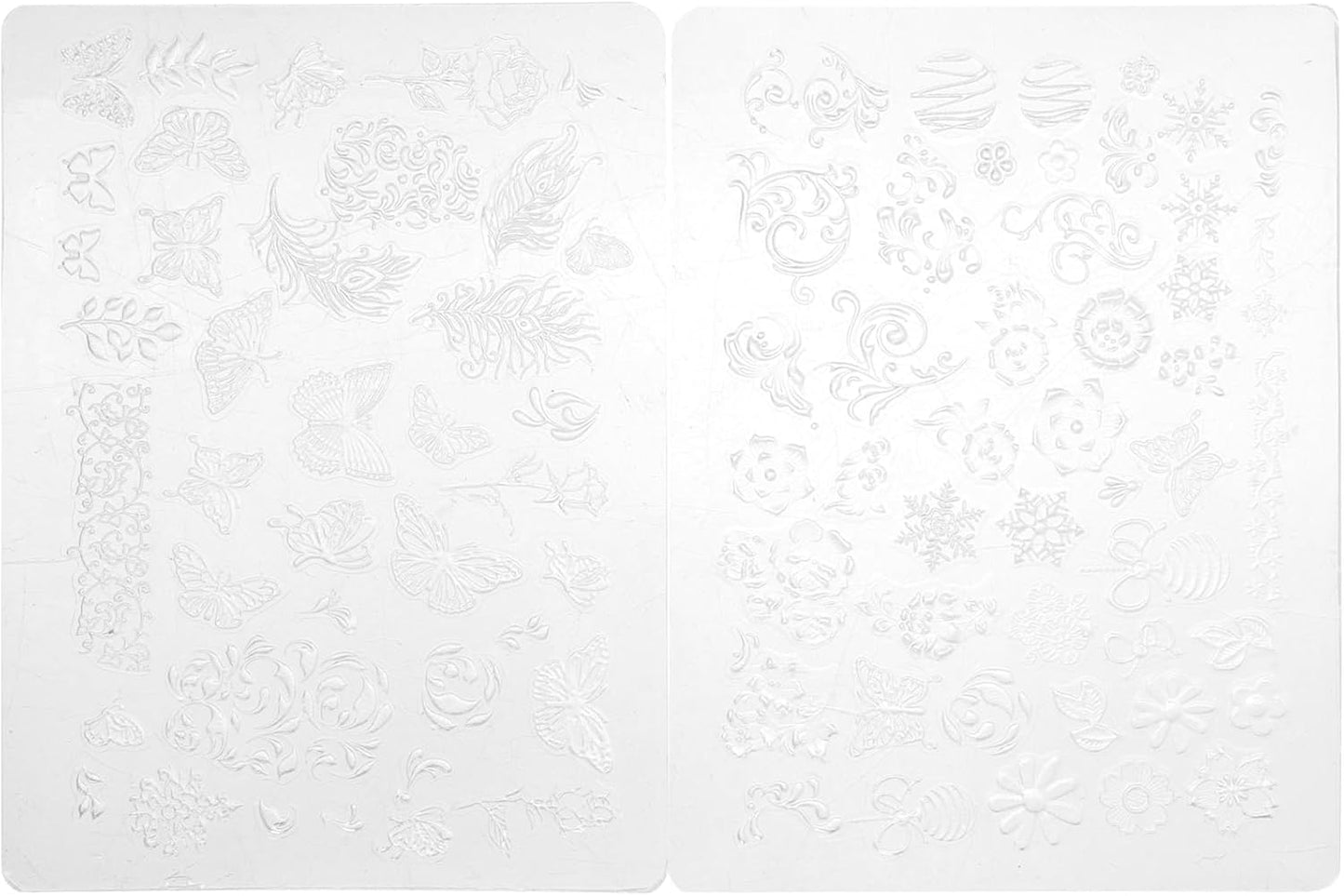 2pcs Nail Art Nail Stamping Plate, Manicure Silicone Template, Butterfly and Flower Series Art Stencils DIY Stamp Plates 3D Printing Mold